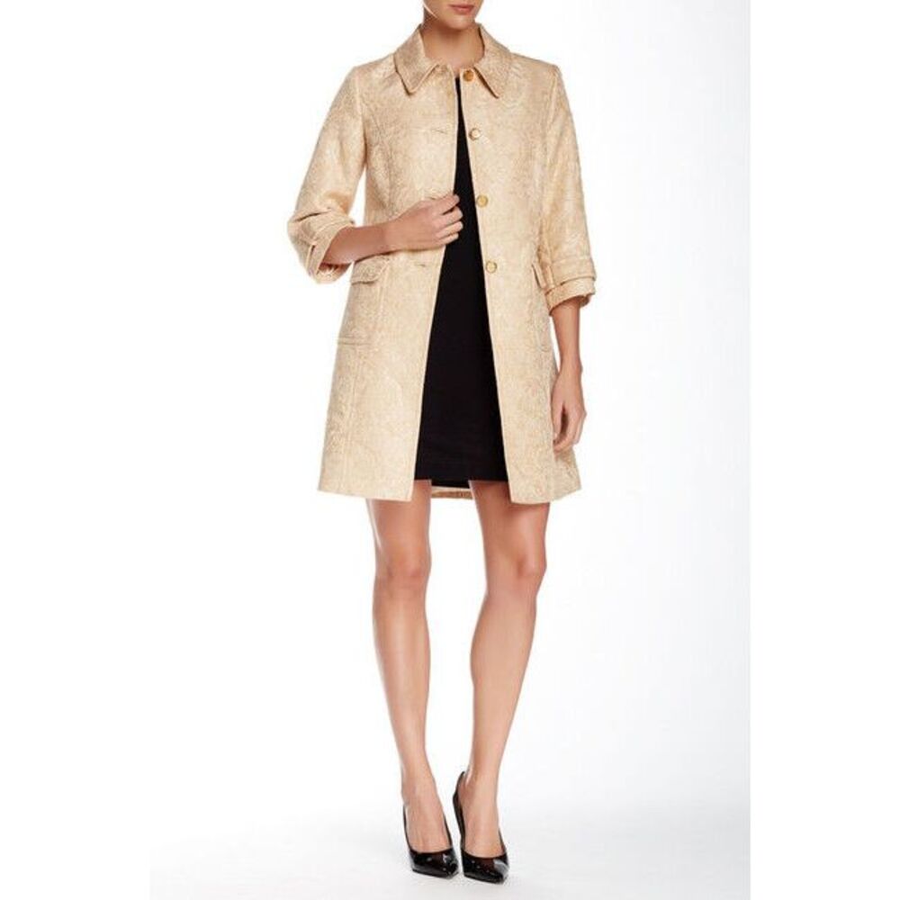 EUC $400 Kay Unger‎ Coat with Collar Gold [SZ 16 ] #N513